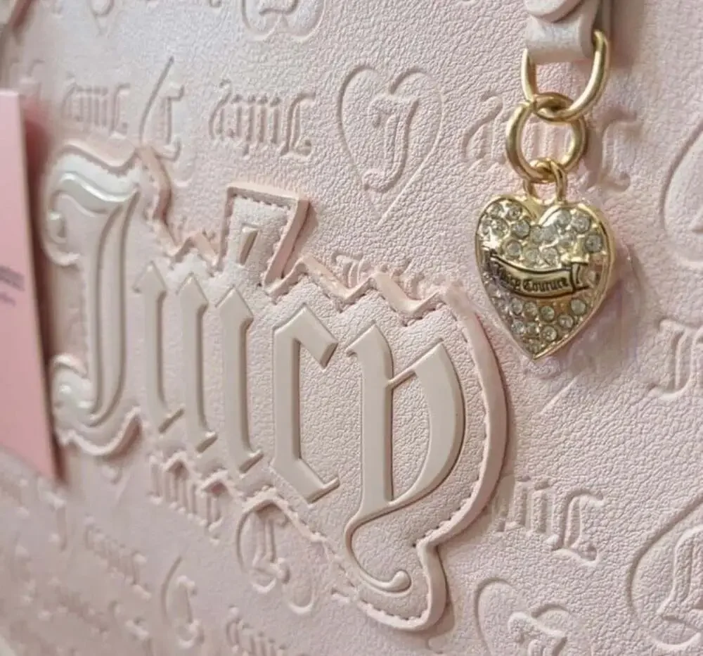NWT Juicy Couture Upgrade U Tote Powder Blush Pink Embossed Logo Bag - Picture 3 of 6